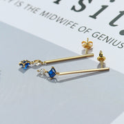 asymmetric blue zircon silver stud earrings, view 5 - MRSLM