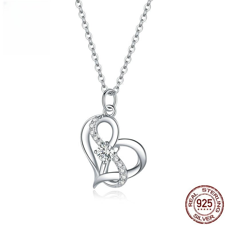 Heart-shaped Hollow Inlaid Zircon S925 Necklace