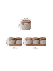 Gray ceramic seasoning jar with lid, view 7 - MRSLM