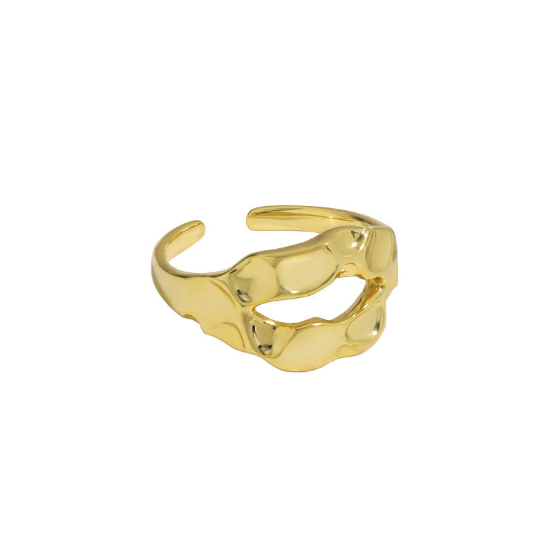 hammered texture s925 silver ring, view 3 - MRSLM