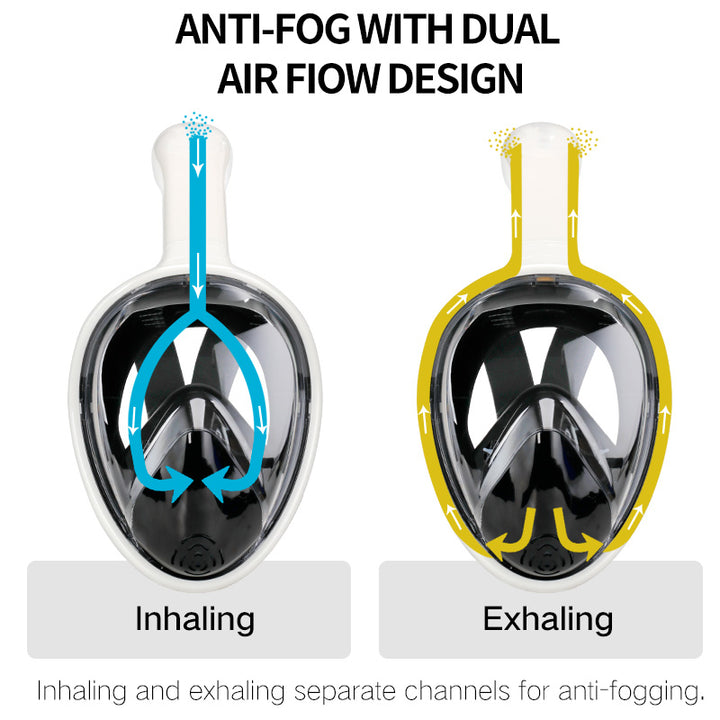 Full Face Anti-Fog Snorkel Mask with Camera Mount and Wide View