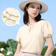 plated puff short-sleeve top, view 5 - MRSLM