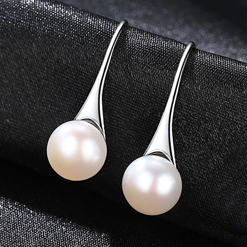 freshwater pearl s925 silver ear hook earrings, view 3 - MRSLM