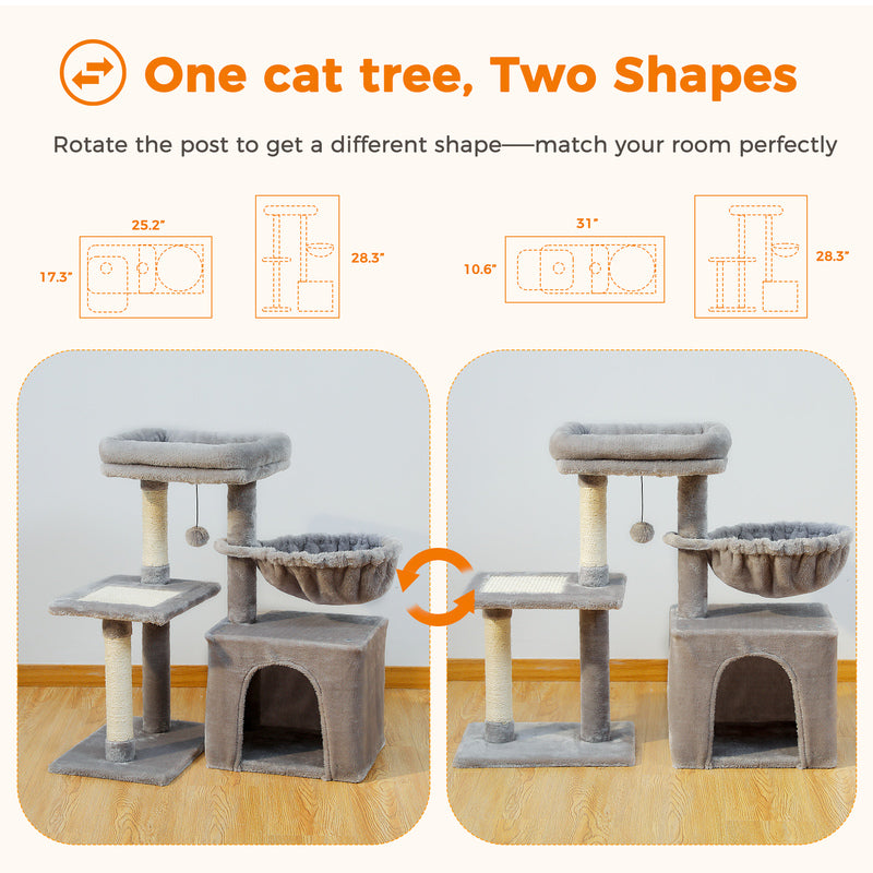 compact 2-in-1 cat tree condo, view 7 - MRSLM
