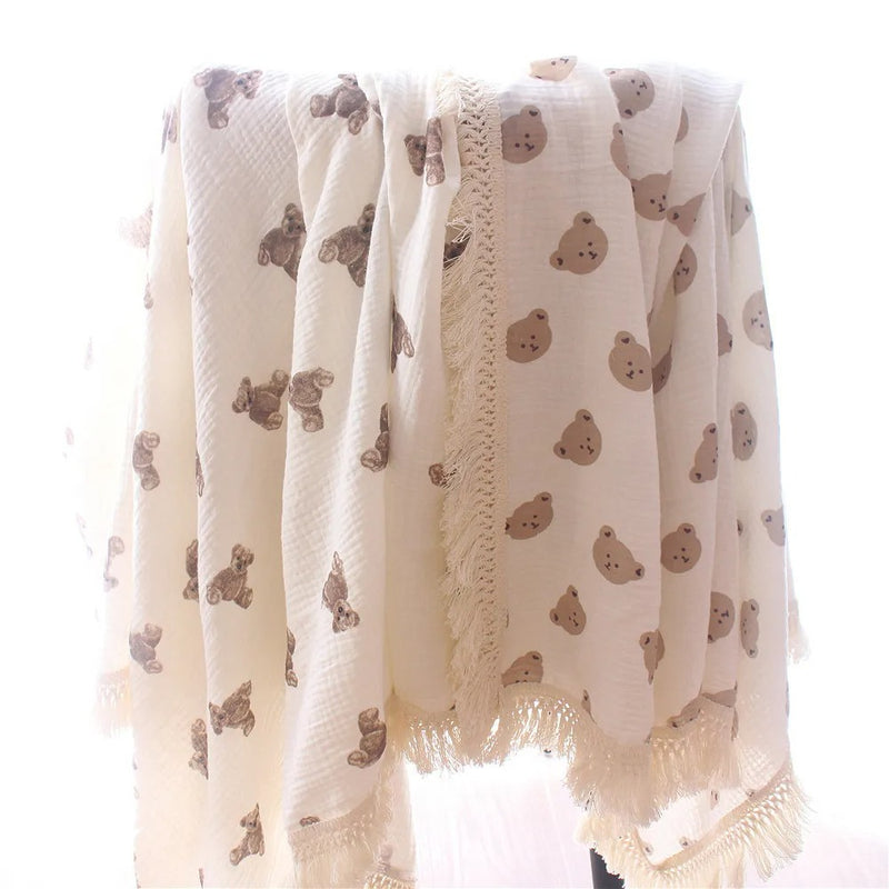 cotton muslin swaddle blanket, view 9 - MRSLM
