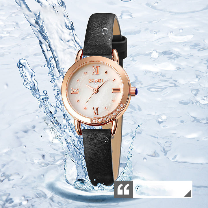 Small Strap Exquisite Waterproof Ladies Hand Quartz Round Female Student Leather Small Round Watch