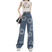loose wide leg vintage print jeans, view 2 - MRSLM