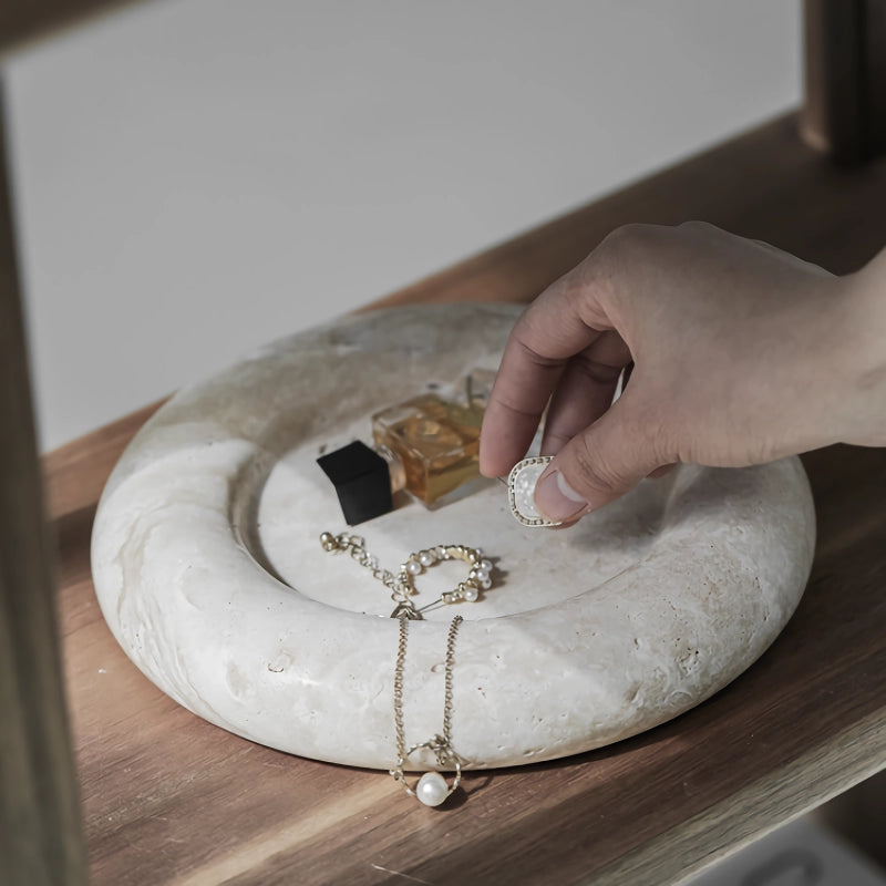 elegant travertine serving tray, view 5 - MRSLM
