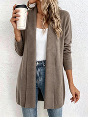 Women's shawl collar long knit cardigan, view 10 - MRSLM