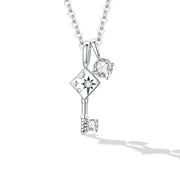 925 silver key lock necklace, view 4 - MRSLM