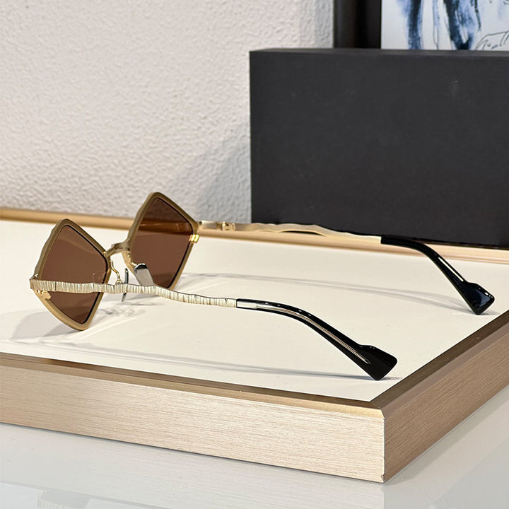 Alloy Rhombus Sunglasses UV400 Protection - Vintage Fashion Eyewear