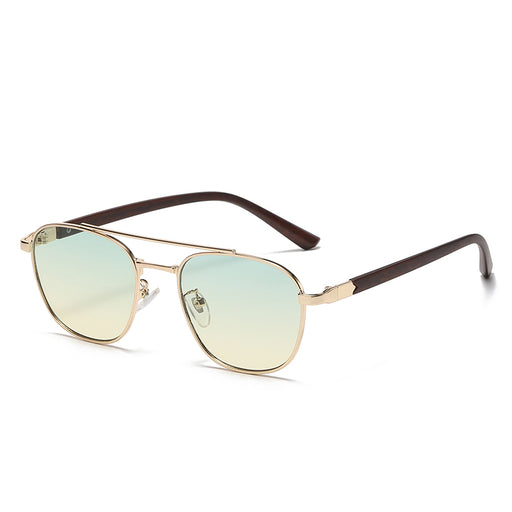 Vintage oval wood-look sunglasses, view 2 - MRSLM