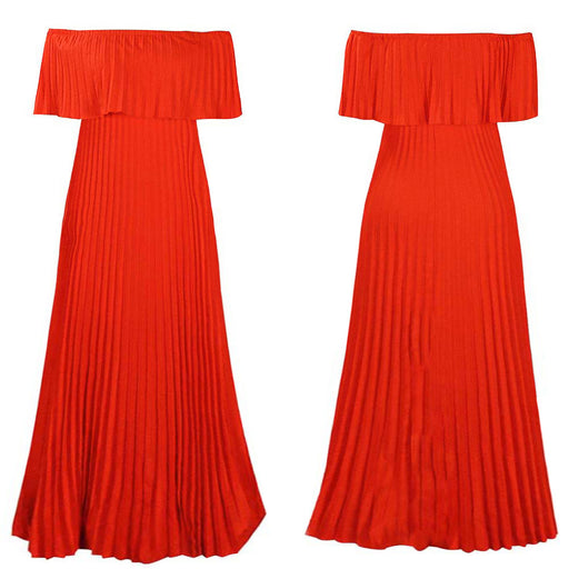 women's off-shoulder pleated dress, view 7 - MRSLM