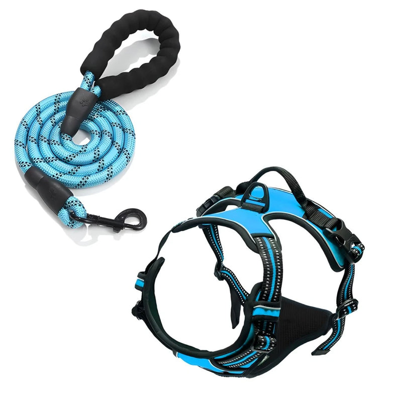 reflective dog harness and leash set, view 29 - MRSLM