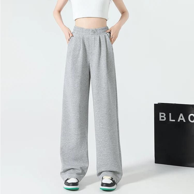 High waist wide leg gray sweatpants, view 6 - MRSLM