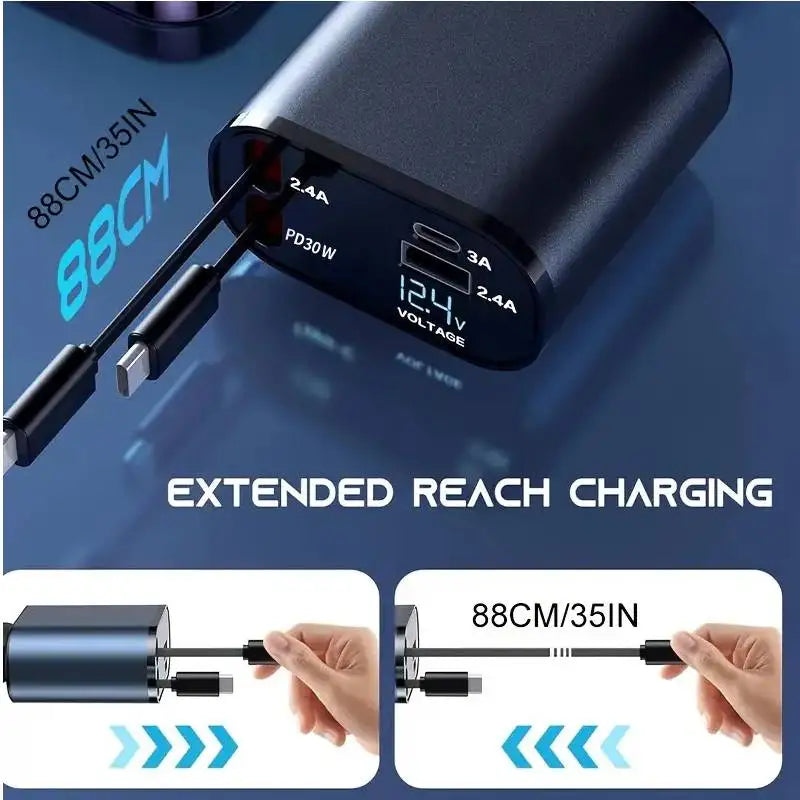 4-in-1 120W retractable car charger, view 6 - MRSLM