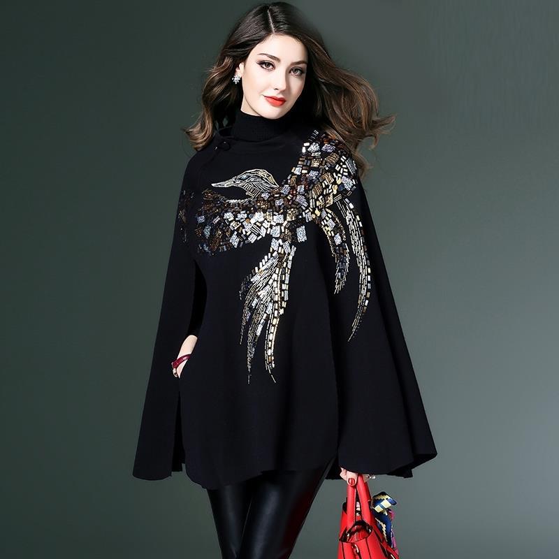 Women's Fashion Shawl Thickened Pullover Sweater Cloak