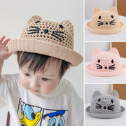 baby straw hat with cat ears, view 9 - MRSLM