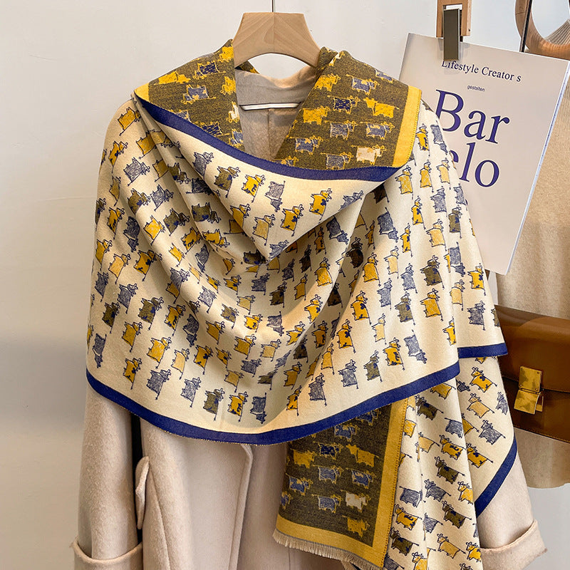 Thickened floral shawl scarf, view 10 - MRSLM