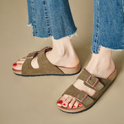 women's flat cork sandals, view 9 - MRSLM