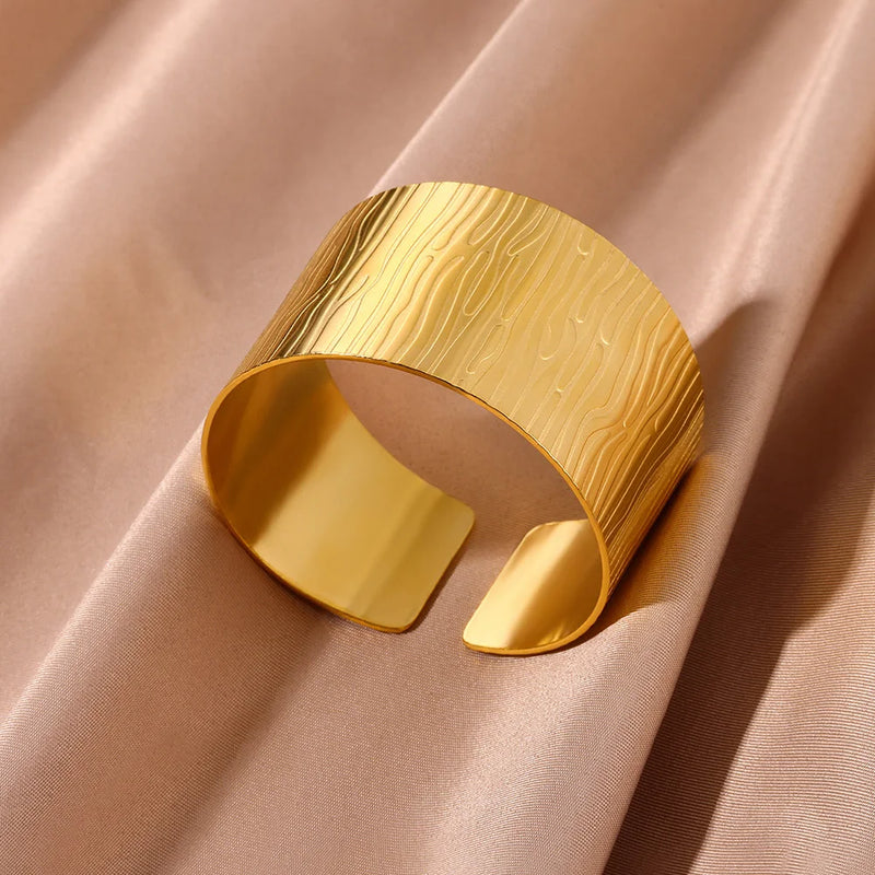 gold stainless steel cuff bracelet, view 5 - MRSLM