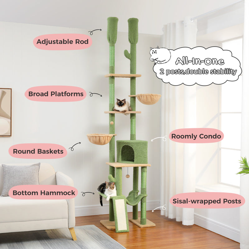 cactus cat tower adjustable cat tree, view 4 - MRSLM