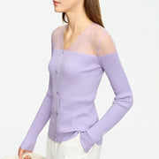 slim-fit V-neck patchwork sweater, view 2 - MRSLM