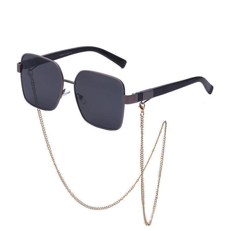 Oversized square sunglasses with chain, view 6 - MRSLM