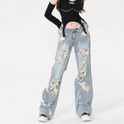 light blue high-waist straight jeans, view 4 - MRSLM