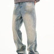 men's loose washed light blue jeans - MRSLM
