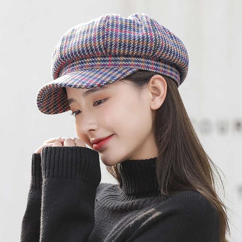 women's striped winter beret, view 6 - MRSLM