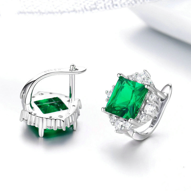 zircon leaf ear studs, view 4 - MRSLM