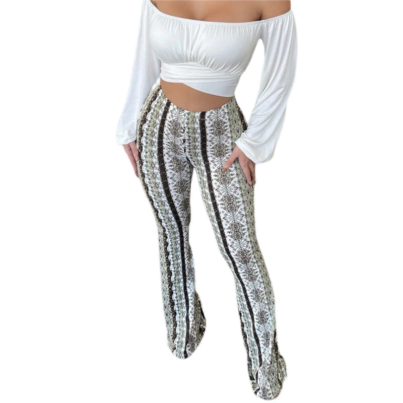 floral print high-waist flared pants, view 7 - MRSLM