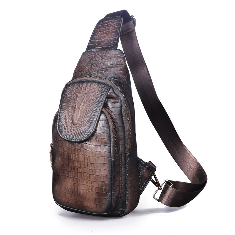 men's retro cowhide messenger bag, view 4 - MRSLM