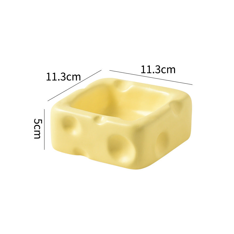 cheese-shaped ceramic pet bowl, view 2 - MRSLM