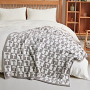 Checkerboard plaid knitted throw blanket, view 8 - MRSLM