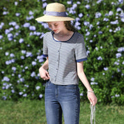 summer striped slim-fit knit tee - MRSLM