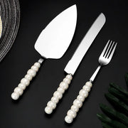 pearl ceramic handle cake knife set, view 6 - MRSLM