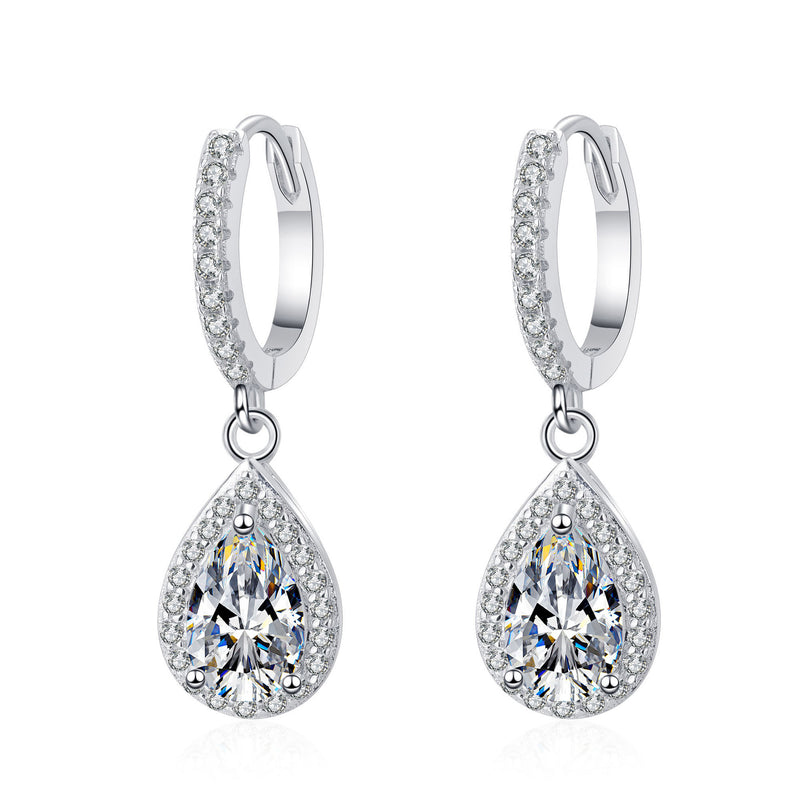 women's moissanite water drop stud earrings, view 5 - MRSLM