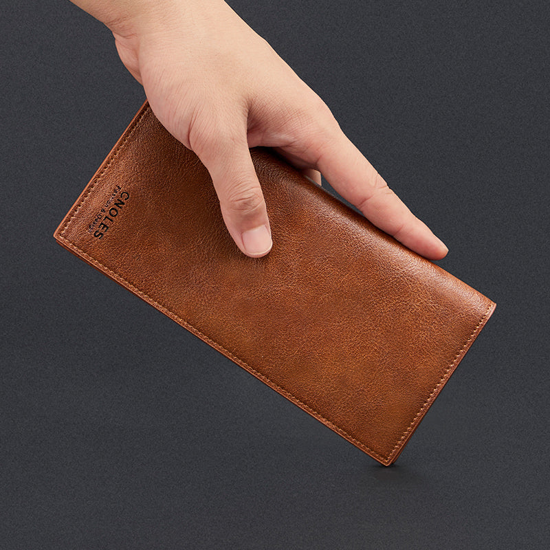Men's casual long PU leather wallet, view 4 - MRSLM