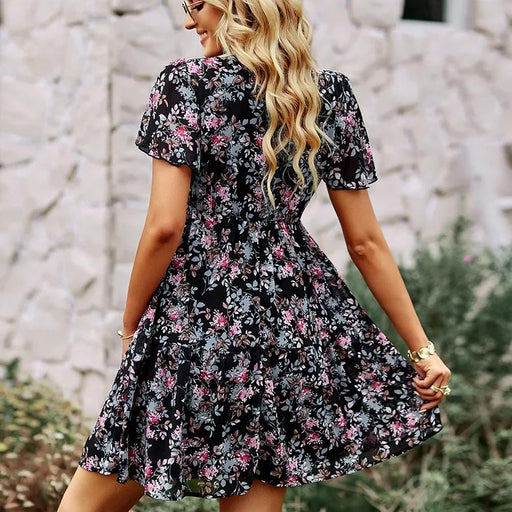 V-neck chiffon A-line dress, view 2 - MRSLM