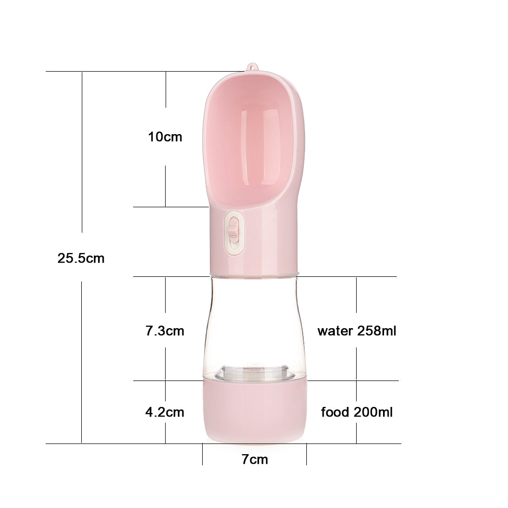 Portable Pet Water Bottle with Integrated Food Bowl