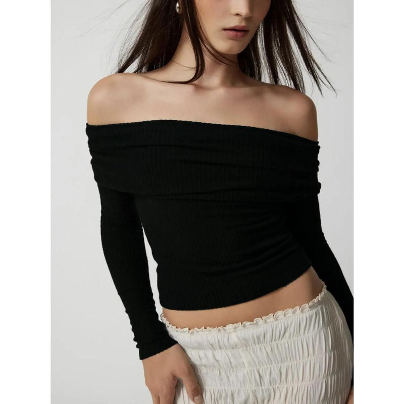 off-shoulder knit sweater, view 16 - MRSLM