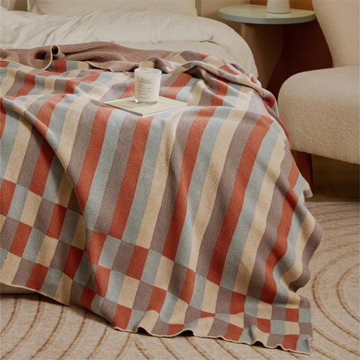 Colorful stripe plaid cotton blanket - MRSLM