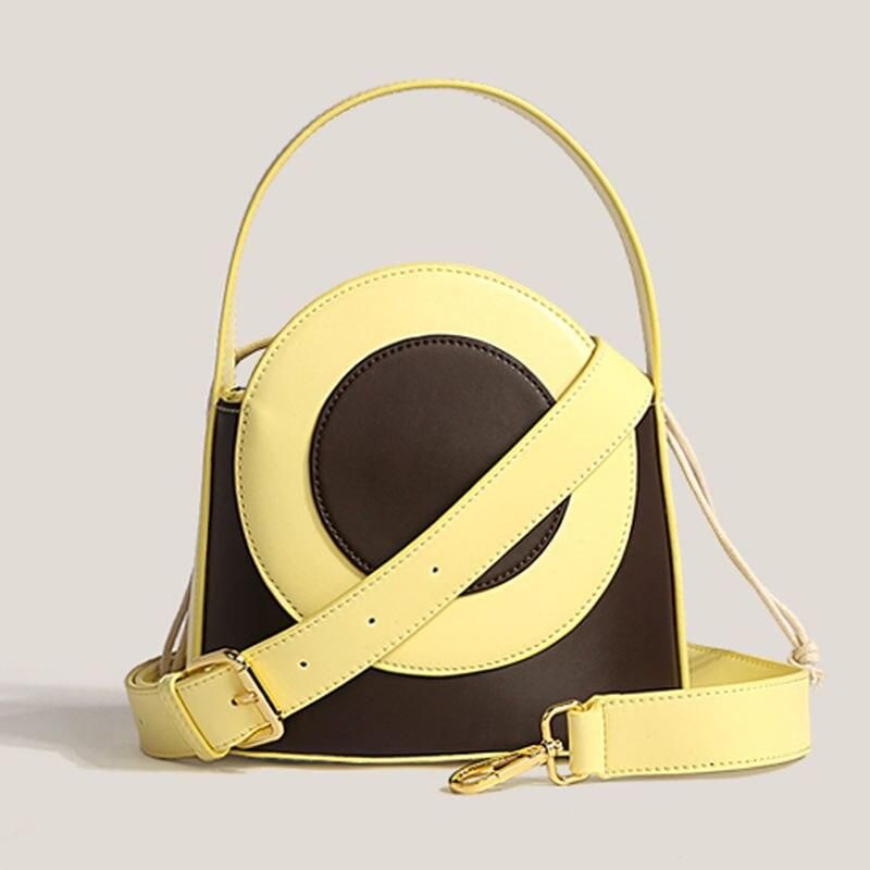 color block vegan leather bucket bag, view 4 - MRSLM