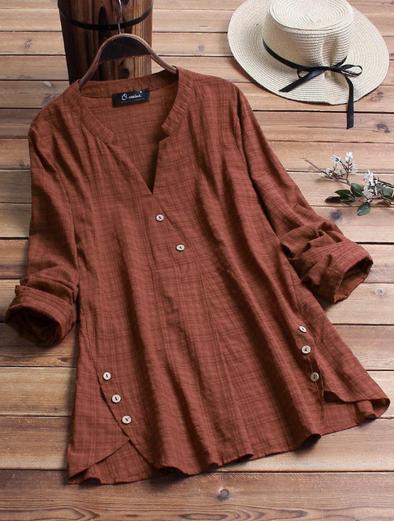 Irregular Hem Button Decoration Top For Women