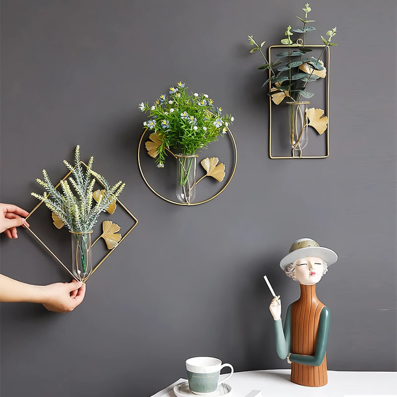 Gold wall-mounted hydroponic flower pot, view 10 - MRSLM