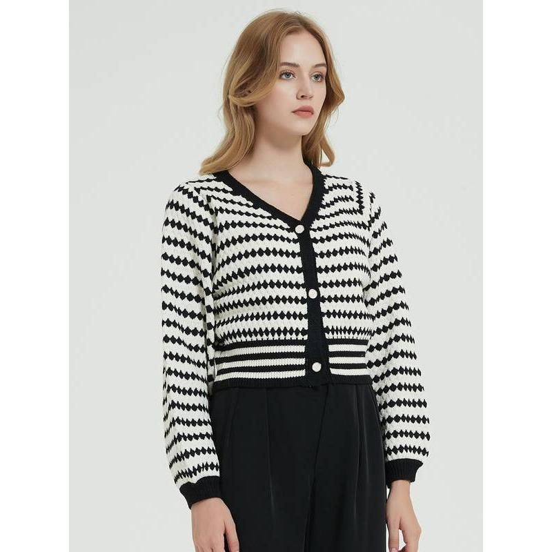 Vintage stripe knit cardigan, view 4 - MRSLM