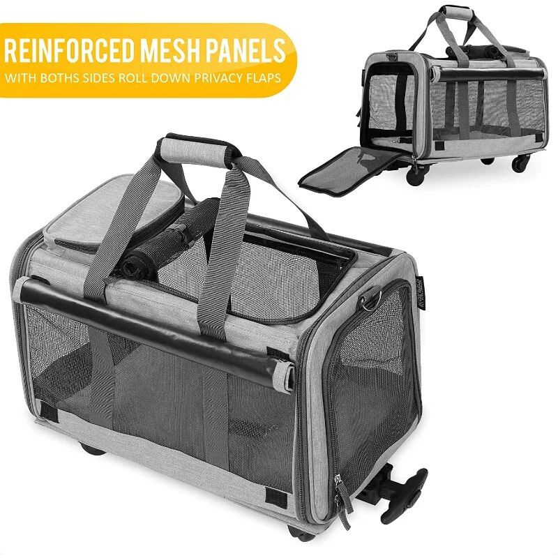 mesh dog carrier with wheels, view 7 - MRSLM