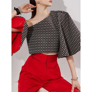 off-shoulder butterfly sleeve printed blouse, view 3 - MRSLM